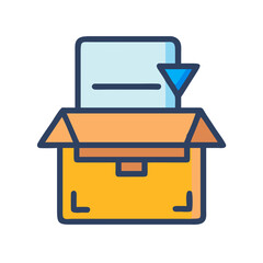 Documents in box representing data transfer and information exchange