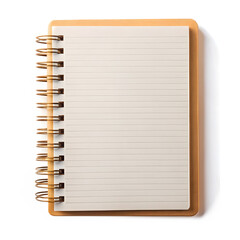 Blank spiral notebook with lined paper isolated on transparent background
