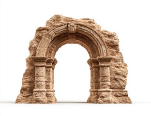 Obraz premium Ancient stone archway partially preserved with weathered details and rough texture