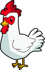 Cartoon Chicken Profile with Red Comb and Transparent Background Isolated on White for Media Projects and Design