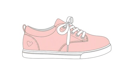 Pink Sneaker with White Laces Fashionable Casual Shoe Illustration