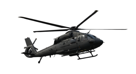Black Helicopter Isolated on White Aerial Transportation Concept
