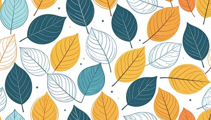 Obraz premium vector seamless pattern with leaves on white background