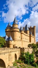 Fototapeta premium Medieval castle against a vivid blue sky