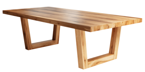 Wooden dining table with simple, squared legs