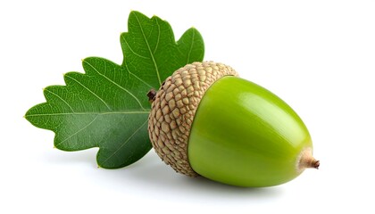 Green acorn with leaf