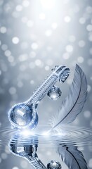 Crystal Sitar and Feather on Rippling Water glass musical instrument