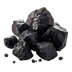 Obraz premium Pile of coal nuggets isolated on transparent background, a source of energy