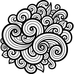Whimsical Swirls: This mesmerizing monochrome illustration features a collection of intricate swirls and curls, evoking a sense of flow and dynamism.