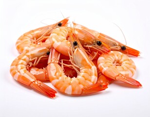 Freshly Cooked Shrimp - A Delicious Seafood Delicacy on White Background.
