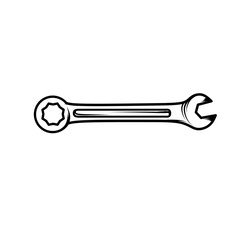  antique wrench on white background