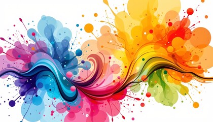 Two dynamic splash art designs. They are both characterized by vibrant color schemes and abstract shapes that could be interpreted as flowing water or other fluid forms