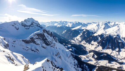 Naklejka premium Snowy Mountain Peaks Landscape.