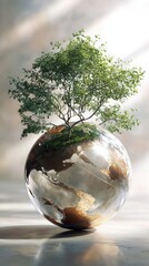 Globe with trees representing global harmony