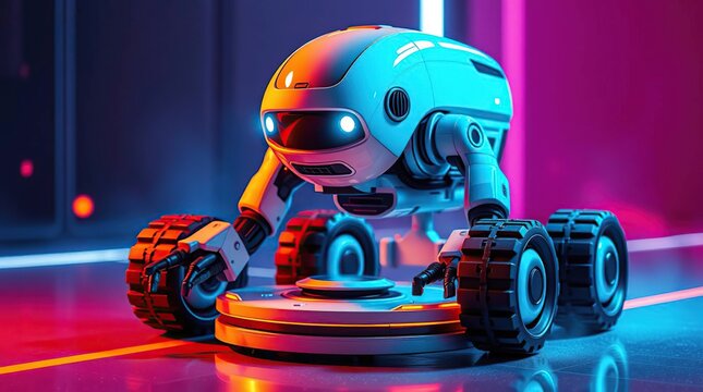 Futuristic Robot Cleaning Floor. - Powered by Adobe