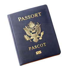 Closeup of a united states passport isolated on transparent background