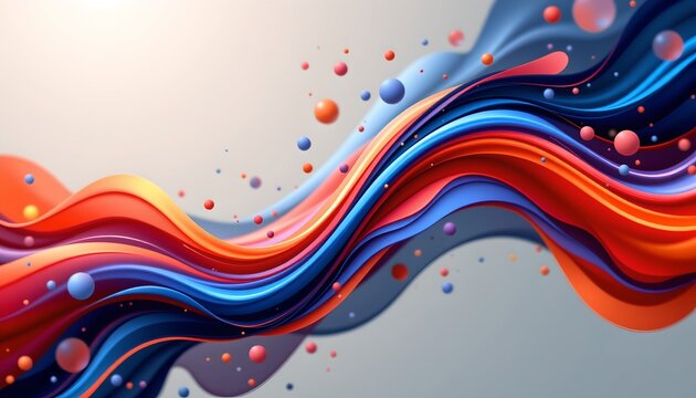 A vibrant digital artwork that resembles an abstract, dynamic painting with flowing lines and splashes of bright, multicolored paint in red, blue, orange, and purple hues.