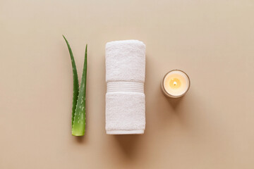Minimal Wellness Spa Arrangement on Beige Background