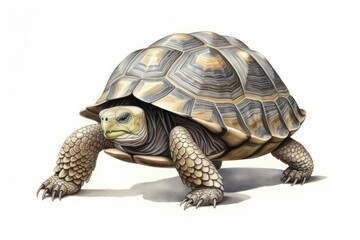 Obraz premium Small tortoise reptile animal white background.