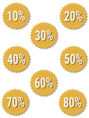 price off percentage tags set promo sale vector 10% to 80%