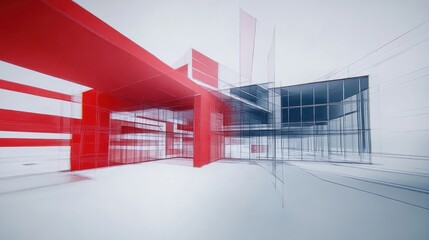 Fototapeta premium Modern Architecture Design, Red and Black
