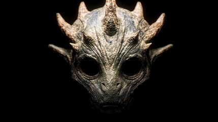 Obraz premium Mysterious dragon mask close up against black backdrop