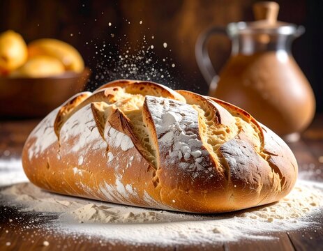 Ciabatta Bread with Airy Texture and Flour Dasting