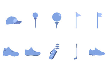 Golf Equipment Icons Set Illustration Design
