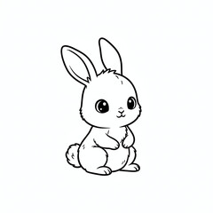 Fototapeta premium Adorable cartoon bunny rabbit standing line art