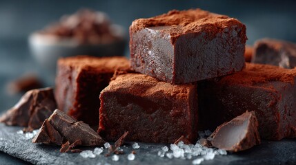 Close-up of Handmade Beian Chocolate Truffles with Cocoa Powder Dusting and Rich Creamy Texture on Dark Background for Gourmet Confectionery and Dessert Photography