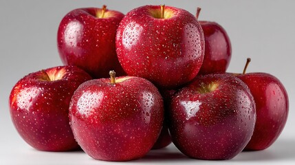 Fresh Red s with Water Droplets Piled on White Surface Showcasing Juicy Fruit and Natural Freshness for Healthy Eating Nutritional Food Background