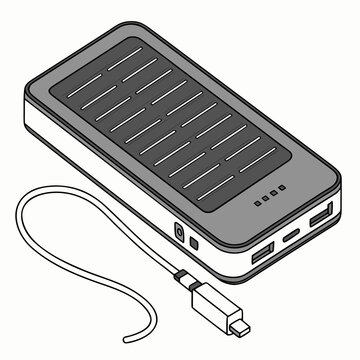 solar power bank with charging cable clip art preview