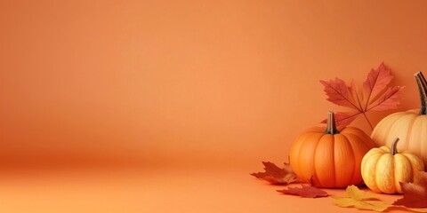 Naklejka premium Thanksgiving background pumpkins orange.