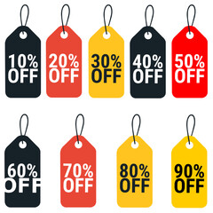 discount price tags set off percentages