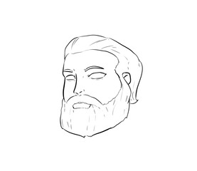 bearded man digital illustration drawing isolated