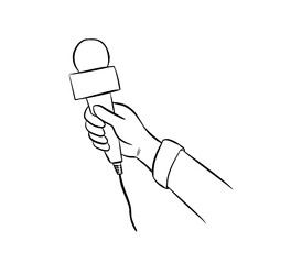 hand holding microphone digital illustration drawing isolated