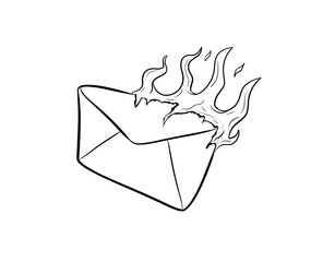 burning envelope digital illustration drawing isolated