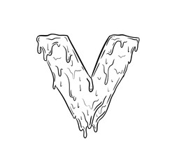 v letter slime style digital illustration drawing isolated