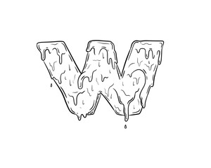 w letter digital illustration drawing isolated