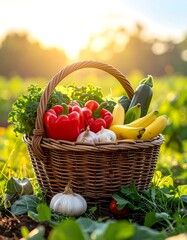 Fresh Produce Basket in Field.