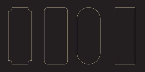 Thin golden frame set. Gold geometric border collection in art deco style. vector illustration