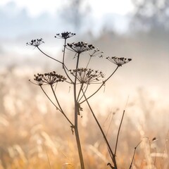 Misty Autumn Plant Silhouette.