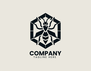 Vector logo shows spider with geometric symmetrical body design in modern abstract style