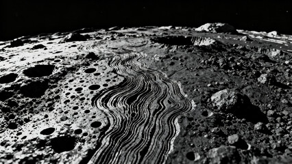 Black and white planet surface