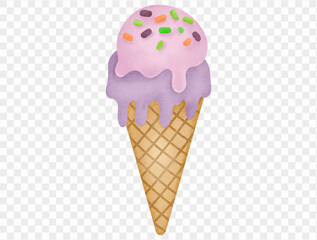Watercolor ice cream cone with sprinkles halloween candy Vector.