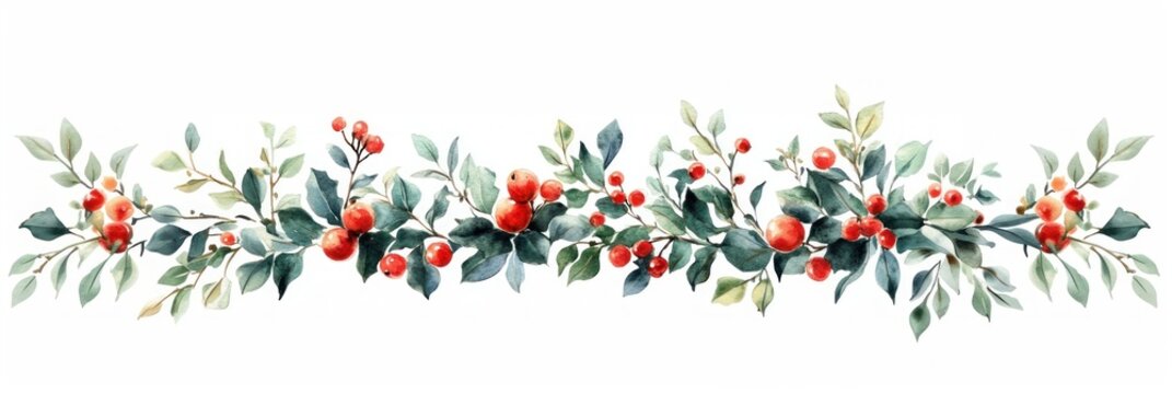 Christmas mistletoe border illustration christmas art.