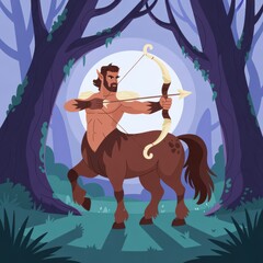 Centaur Archer in a Mystical Forest Under a Full Moon