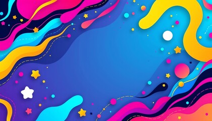 Obraz premium An abstract scene dominated by vibrant streaks of color, with a celestial theme as suggested by the star motifs.