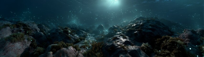 Underwater adventure hdr panoramic view of ocean depths aquatic environment