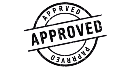 Rubber stamp with the word APPROVED isolated PNG with Transparent Background